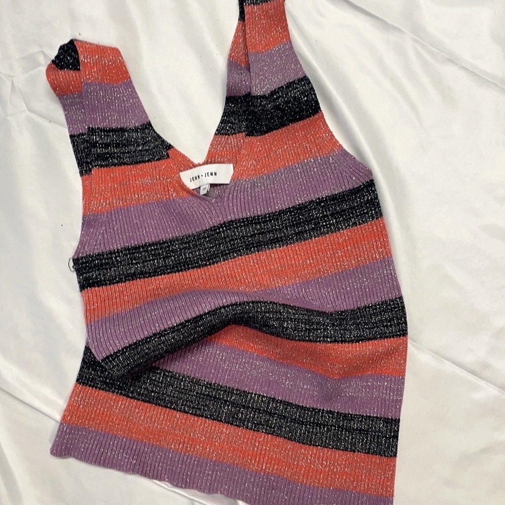 Metallic Stripe Knit Tank, SMALL